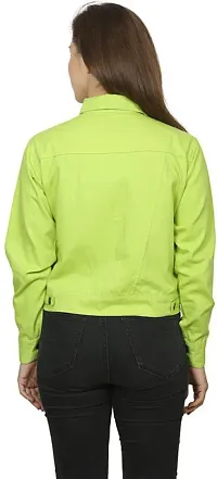 Stylish Green Denim Ombre Button Denim Jacket For Women-thumb1