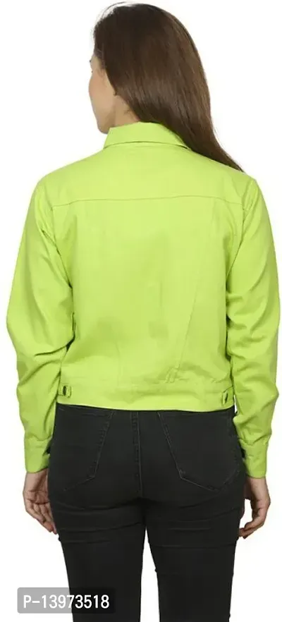 Stylish Green Denim Ombre Button Denim Jacket For Women-thumb2