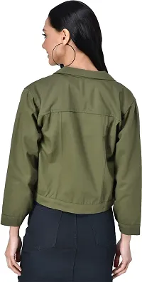 Stylish Green Denim Ombre Button Denim Jacket For Women-thumb1