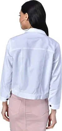 Stylish White Denim Ombre Button Denim Jacket For Women-thumb1