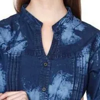 Elegant Blue Cotton Shirt For Women-thumb3