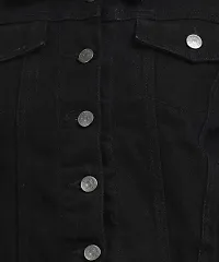 Stylish Black Denim Ombre Button Denim Jacket For Women-thumb3