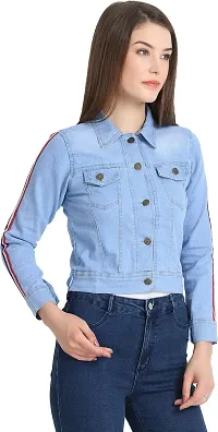 Stylish Blue Denim Ombre Button Denim Jacket For Women-thumb2