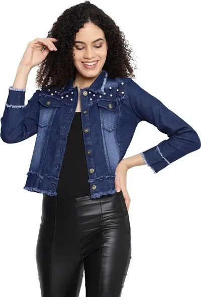 Arbiter Collection Full Sleeves Solid jacket women|denim jacket for women||Comfortable women trucker jacket, women's denim jackets||