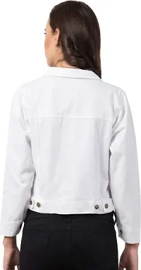 Stylish White Denim Ombre Button Denim Jacket For Women-thumb1