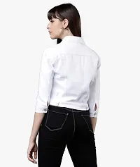 Stylish White Denim Ombre Button Denim Jacket For Women-thumb1