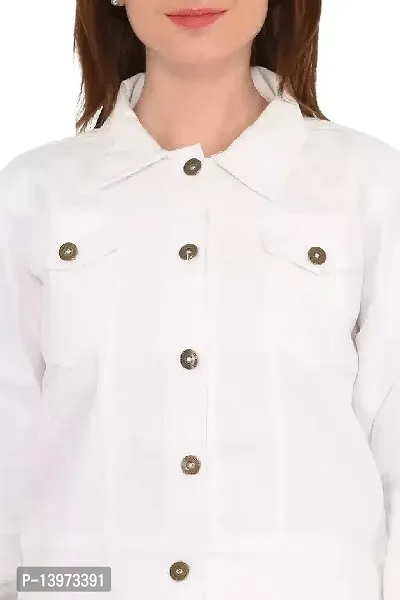 Stylish White Denim Ombre Button Denim Jacket For Women-thumb2