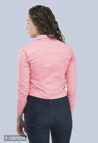 Stylish Pink Denim Ombre Button Denim Jacket For Women-thumb2
