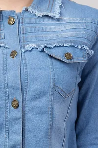 Stylish Blue Denim Ombre Button Denim Jacket For Women-thumb4