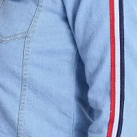Stylish Blue Denim Ombre Button Denim Jacket For Women-thumb4