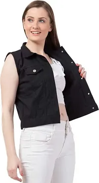 Stylish Black Denim Ombre Button Denim Jacket For Women-thumb2