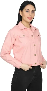 Stylish Pink Denim Ombre Button Denim Jacket For Women-thumb2