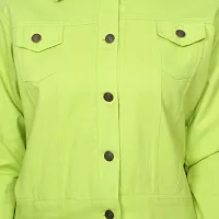 Stylish Green Denim Ombre Button Denim Jacket For Women-thumb2