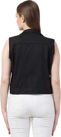 Stylish Black Denim Ombre Button Denim Jacket For Women-thumb1