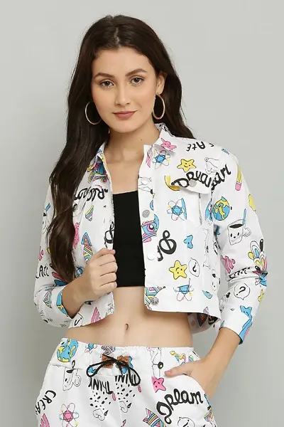 White Printed Jackets For Women