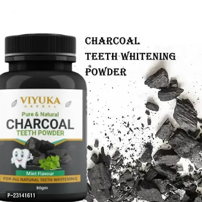 Charcoal Teeth Powder | Mint Flavour|Herbal Pure  Natural For ALL Natural Teeth Whitening Powder 80gm-thumb0