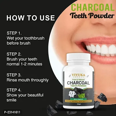 Charcoal Teeth Powder | Mint Flavour|Herbal Pure  Natural For ALL Natural Teeth Whitening Powder 80gm-thumb2