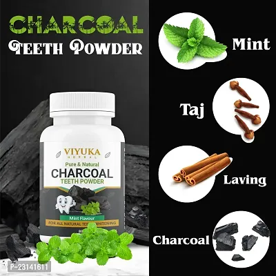 Charcoal Teeth Powder | Mint Flavour|Herbal Pure  Natural For ALL Natural Teeth Whitening Powder 80gm-thumb3