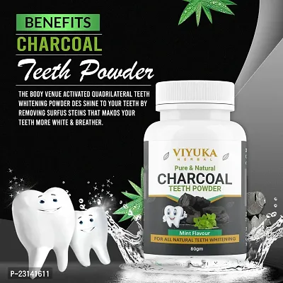 Charcoal Teeth Powder | Mint Flavour|Herbal Pure  Natural For ALL Natural Teeth Whitening Powder 80gm-thumb4