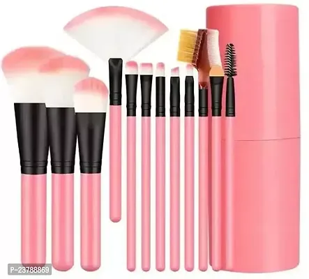 Professional Makeup Brushes 12 Pcs Face Makeup Brushes Makeup Brush Set With Plastic Box (Color: Pink) (Pack Of 12)-thumb0