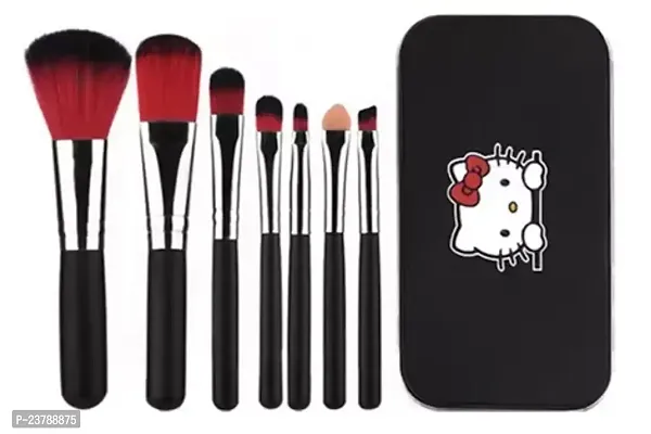 Black Professional Makeup Brush Hello Kitty Pack Of 7 Brush With Strong Storage Box