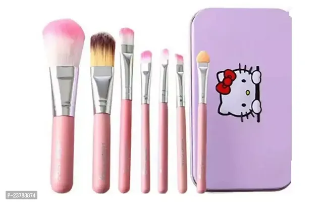 Pink Professional Makeup Brush Hello Kitty Pack Of 7 Brush With Strong Storage Box-thumb0