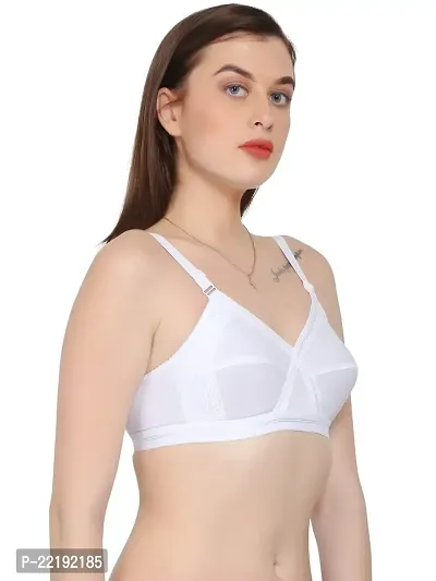 BELLA BEAUTY White Colour Non Padded Comfortable, Skin Friendly Regular Women Cotton Bra with Elastic Strap - Pack of 1(Wh-Co)-thumb4