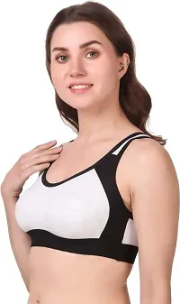 BELLA BEAUTY Women's Cotton Non-Paded and Non-Wired Seamed Sports Bra for Women/Girls(BR-06-BLACK-36B)-thumb1