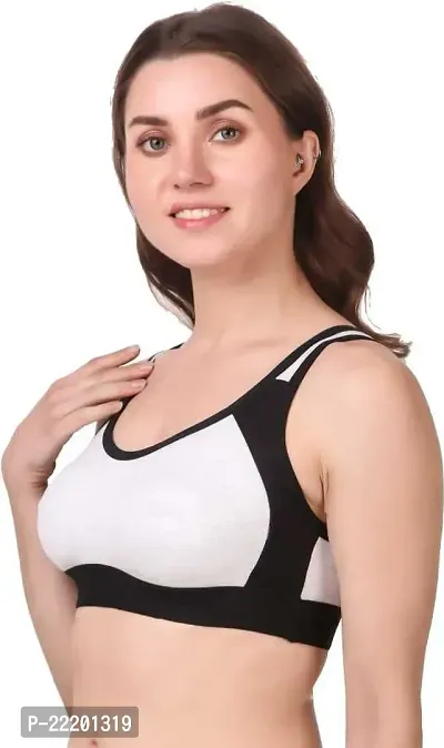 BELLA BEAUTY Women's Cotton Non-Paded and Non-Wired Seamed Sports Bra for Women/Girls(BR-06-BLACK-36B)-thumb2