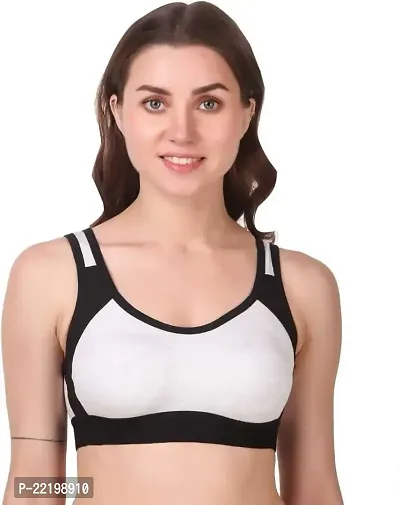 BELLA BEAUTY Women's Cotton Non-Paded and Non-Wired Seamed Sports Bra for Women/Girls(BR-06-BLACK-38B)