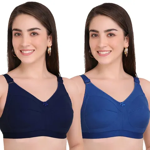 BELLA BEAUTY Cotton Blend Non-Padded Wire Free T-Shirt Bra for Women Combo Pack of 2(SEB-1)