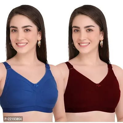 BELLA BEAUTY Cotton Blend Non-Padded Wire Free T-Shirt Bra for Women Combo Pack of 2(SEB-1)