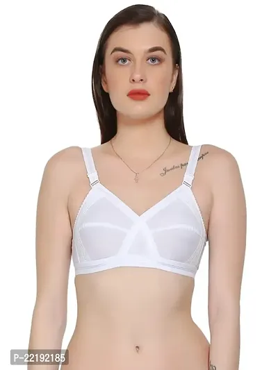 BELLA BEAUTY White Colour Non Padded Comfortable, Skin Friendly Regular Women Cotton Bra with Elastic Strap - Pack of 1(Wh-Co)-thumb0