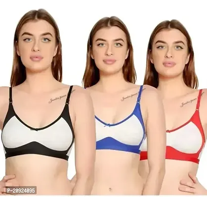 Stylish Multicoloured Cotton Blend Solid Bras For Women