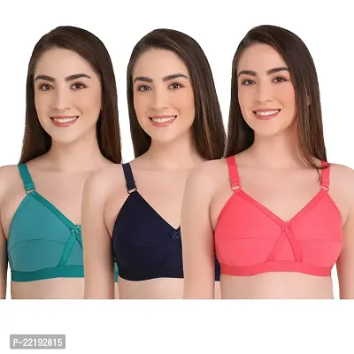 BELLA BEAUTY Cotton Blend Non-Padded Wire Free T-Shirt Bra for Women Combo Pack of 3(Bella.Bra)-thumb0