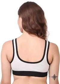BELLA BEAUTY Women's Cotton Non-Paded and Non-Wired Seamed Sports Bra for Women/Girls(BR-06-BLACK-36B)-thumb2