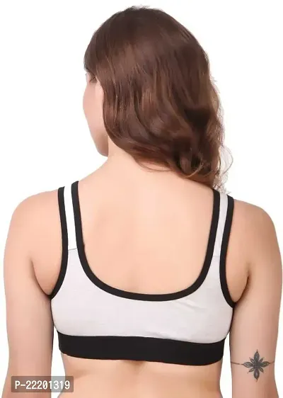 BELLA BEAUTY Women's Cotton Non-Paded and Non-Wired Seamed Sports Bra for Women/Girls(BR-06-BLACK-36B)-thumb3
