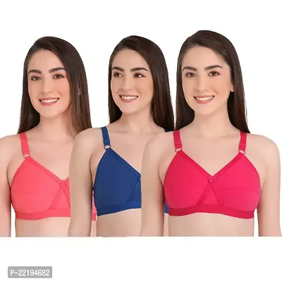 BELLA BEAUTY Cotton Blend Non-Padded Wire Free T-Shirt Bra for Women Combo Pack of 3(Bella.BRA-01-34B)