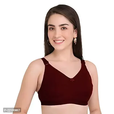 BELLA BEAUTY Cotton Blend Non-Padded Wire Free T-Shirt Bra for Women?(Combo-002-Maroon-36B)