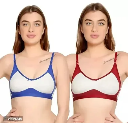 Stylish Multicoloured Cotton Blend Solid Bras For Women-thumb0