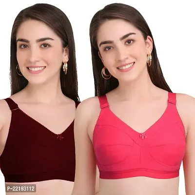 BELLA BEAUTY Cotton Blend Non-Padded Wire Free T-Shirt Bra for Women Combo Pack of 2(SEB-1)