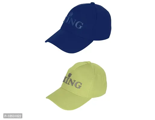 Baseball Combo Caps for Mens and Womens UV- Protection Stylish Cotton Blend King Caps Men for All Sports Caps for Boys and Girls (Blue  Light Green)-thumb0