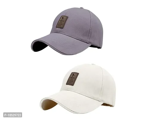 EDIKO Cap Combo Pack of 2 Cotton Cap for Men's and Women's (White  Grey)