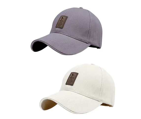 EDIKO Cap Combo Pack of 2 Cap for Men's and Women's (White Grey)