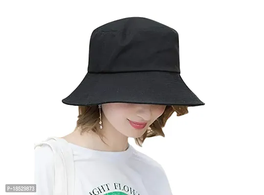 CLASSYMESSI Combo Pack of 2 Bucket Hat White Shade Black Bucket Hats for Men and Women Cotton Hats for Girls Wide Brim Floppy Summer (BlackCow Print)-thumb4