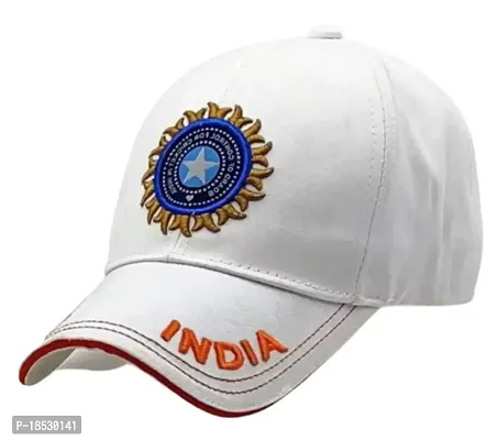 CLASSYMESSI Men's and Women's India Cricket Cap Genuine Quality Original Cap for All Cricket Fans Sports Cap (White)-thumb0