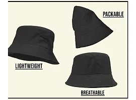 CLASSYMESSI Bucket Hat White Shade Black Bucket Hats for Men and Women Cotton Hats for Girls Wide Brim Floppy Summer Traveling Dating Gifts (Black)-thumb2