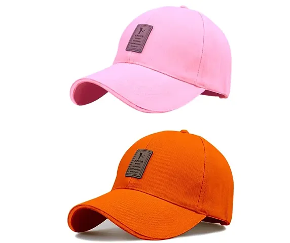 EDIKO Cap Combo Pack of 2 Cap for Men's and Women's (Pink Orange)