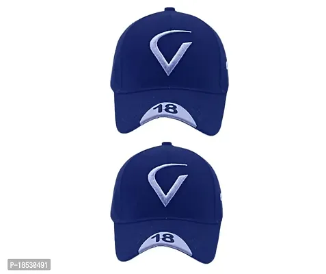 Cap for Men and Women VIRAT Cotton Blend Cap Use for Sports Cricket All Outdoor Indoor Activities (Blue V Blue V)