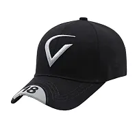 Cap for Men and Women VIRAT Cotton Blend Cap Use for Sports Cricket All Outdoor Indoor Activities (Black V Maroon V)-thumb3